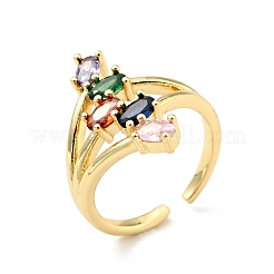 Cubic Zirconia Oval Open Cuff Ring&nbsp;RJEW-E046-20G