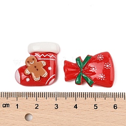 クリスマステーマ不透明樹脂カボション  混合図形  ミックスカラー  19~29.5x22~25x6.5~7.5mm&nbsp;CRES-M037-23