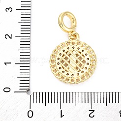 真鍮製クリアキュービックジルコニアヨーロピアンダングルペンダント  宗教の大きな穴のペンダント  16KGP本金メッキ  フラットラウンド  カドミウムフリー＆鉛フリー  25mm  穴：4.5mm  ペンダント：18.5x16x1.5mm&nbsp;KK-D325-28G-07