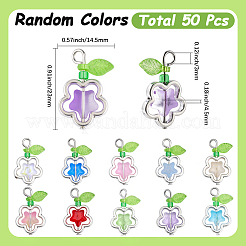 50Pcs Glass Flower Pendants&nbsp;FIND-SC0020-56