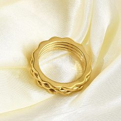 イオンプレーティング（IP）304ステンレススチール製女性用指輪  ゴールドカラー  usサイズ7（17.3mm）&nbsp;RJEW-A052-01A-G