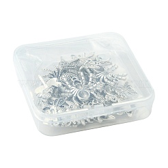 40pcs10スタイルチベットスタイルアロイペンダント  昆虫チャーム  カドミウムフリー＆鉛フリー  アンティークシルバー  12.3~25.5x9~31.5x1.5~5mm  穴：1.2~2mm  4個/スタイル&nbsp;TIBEP-FS0001-45