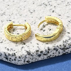 Brass Clear Cubic Zirconia Hoop Earrings&nbsp;EJEW-M047-20G