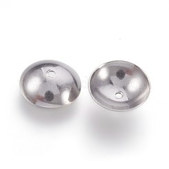 変色しない201ステンレススチールビーズキャップ  花弁のない  ステンレス鋼色  8x2.4mm  穴：0.8mm&nbsp;X-STAS-F188-16P