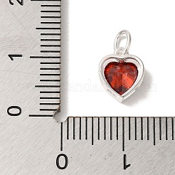 925 Sterling Silver Cubic Zirconia Heart Charms with Jump Rings&nbsp;FIND-U013-10S-03