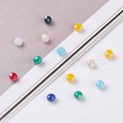 電気メッキガラスビーズ  パール光沢メッキ  多面カット  ロンデル  ミックスカラー  4x3mm  穴：0.4mm  10色  200個/カラー  2000個/箱&nbsp;EGLA-X0006-01F-4mm