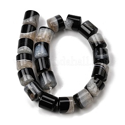 天然石瑪瑙ビーズ連売り  染め＆加熱  コラム  ブラック  20~20.5x19.5~20.5mm  穴：1mm  約20個/連  15.94
