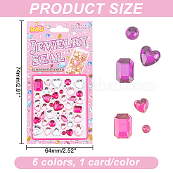 6 Cards 6 Colors Acrylic Rhinestone Stickers&nbsp;STIC-GA0001-02