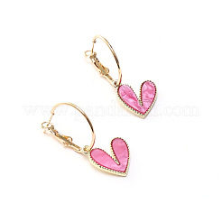 女性用合金フレンチフックピアス  ハート  ゴールドカラー  フラミンゴ  40x15mm&nbsp;FS-WG5346B-04