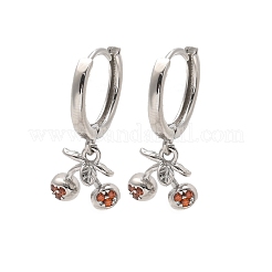 Brass Cubic Zirconia Hoop Earrings&nbsp;EJEW-Q015-01P-B