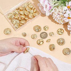 40個 4スタイル 1穴真鍮ボタン  半円  ゴールドカラー  15~25x8~10.5mm  穴：3~3.5mm  10個/スタイル&nbsp;BUTT-AR0001-21
