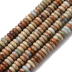 天然アクアテラジャスパービーズ連売り  印象ジャスパー  ロンデル  6x2mm  穴：0.8mm  約140~150個/連  15.16~15.35インチ（38.5~39cm）&nbsp;G-L624-H03-6x2mm