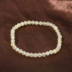 天然ゴールドシルク翡翠ラウンドビーズストレッチブレスレット（女性用）  ビーズ：4mm  内径：1.97インチ（5cm）&nbsp;BJEW-F535-01A