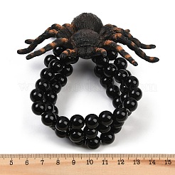 ハロウィーンのプラスチックとアクリルのチャーム付きマルチ連ブレスレット  男性と女性のためのストレッチブレスレット  クモ  鉄パーツ  カラフル  内径：1-3/4インチ（4.5cm）&nbsp;BJEW-H632-01