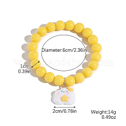 Resin Charm Round Acrylic Beaded Stretch Bracelets for Kid&nbsp;WG37424-03