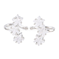 Brass Micro Pave Clear Cubic Zirconia Cuff Earrings&nbsp;EJEW-G471-40P