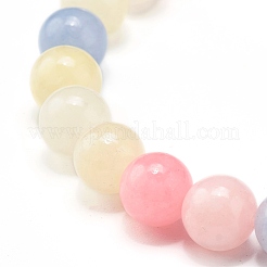 Natural White Jade(Dyed) Imitation Morganite Beads Stretch Bracelet for Men Women for Her&nbsp;BJEW-JB06990-03