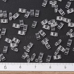 MIYUKIハーフティラビーズ  日本製シードビーズ  2の穴  （htl131)クリスタル  5x2.3x1.9mm  穴：0.8mm  約12500個/500g&nbsp;SEED-MY05-HTL131