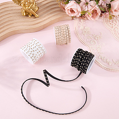 3 Rolls 3 Colors Flat Faux Suede Cord with Alloy Rivets&nbsp;LW-CL0001-08A