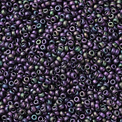 MIYUKIラウンドロカイユビーズ  日本製シードビーズ  11/0  （rr2019)マットメタリックナスアイリス  2x1.3mm  穴：0.8mm  約50000個/ポンド&nbsp;SEED-G007-RR2019