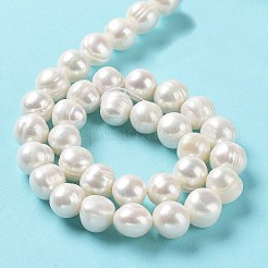天然養殖淡水パールビーズ連売り  ポテト  グレードAB  アンティークホワイト  9~11x10~11mm  穴：0.5mm  約35個/連  14.41''（36.6センチメートル）&nbsp;PEAR-E019-10