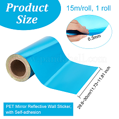 ペットミラー反射壁ステッカー  自己接着性  長方形  銀  29.8~30x0.03cm  15 m /ロール&nbsp;MRMJ-WH0070-86