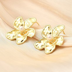 Flower Brass Stud Earrings&nbsp;EJEW-F358-03A-G