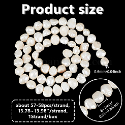 1 連売り天然養殖淡水真珠ビーズ 連売り  研磨両側  乳白色  6~7x6~8x3~6mm  穴：0.6mm  約57~58個/連  13.78~13.98''（35~35.5センチメートル）&nbsp;PEAR-GO0001-27