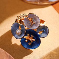 Zinc Alloy & Enamel & Imitation Pearl Finger Rings for Women&nbsp;FS-WG387E6-01