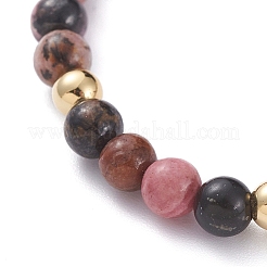 Natural Rhodonite Stretch Charm Bracelets&nbsp;BJEW-JB04849-03