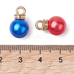 合金ペンダント  ABS模造真珠とラインストーンのチャーム付き  ミックスカラー  15.5x10mm  穴：2.5mm&nbsp;FIND-M021-01