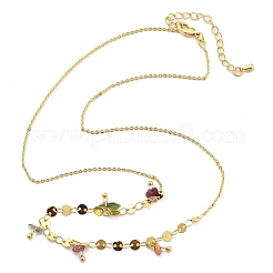 Brass Rolo & Flat Sequin Chains Necklaces for Women&nbsp;NJEW-D302-55
