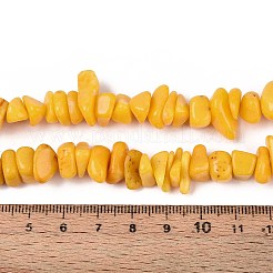 天然黄翡翠ビーズ連売りを染めた  チップ  ゴールド  6~22x6~22x2~11mm  穴：0.8~1mm  約120~135個/連  30.31~31.89インチ（77~81cm）&nbsp;G-ZX005-13E