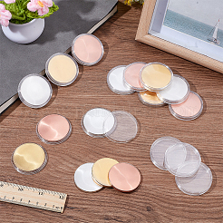 真鍮製記念コイン 15色 3枚  プラスチック付き  ブランクフラットラウンド  ミックスカラー  45x7.5mm  5個/カラー&nbsp;AJEW-NB0006-29