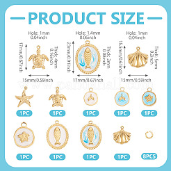 9Pcs 9 Styles 304 Stainless Steel Enamel Pendants&nbsp;STAS-TA0006-22