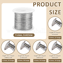 5 Rolls 5 Sizes Soft Stainless Steel Wire&nbsp;FIND-BC0019-73