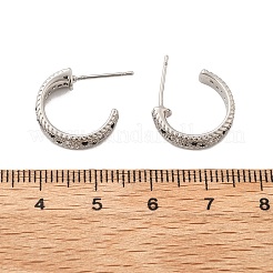 C字型真鍮マイクロパヴェキュービックジルコニアスタッドピアス（女性用）  カドミウムフリー＆鉛フリー  長持ちメッキ  ラックめっき  ティアドロップ  15.5x4.5mm&nbsp;EJEW-G428-21P-02