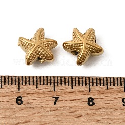 304ステンレススチールチャーム  イオンプレーティング（ip）  ゴールドカラー  ヒトデ  10x11x7mm  穴：1.6mm&nbsp;STAS-B128-10G-01