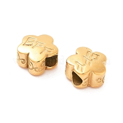 304ステンレススチールヨーロピアンビーズ  大穴ビーズ  単語bffの花  ゴールドカラー  11x6.5mm  穴：4mm&nbsp;STAS-S147-02B