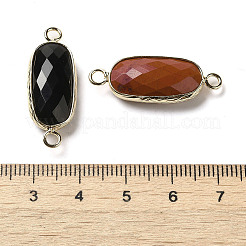 天然混合宝石ファセットコネクターチャーム  真鍮のオーバルリンク  ライトゴールド  29.5x11x6mm  穴：2.5mm&nbsp;G-K354-01KCG