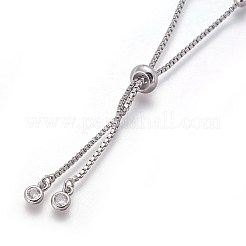 真鍮製のブレスレット作り  スライダーブレスレット  キュービックジルコニア付き  プラチナ  10-1/2インチ（26.8cm）  穴：1.6mm&nbsp;LS-ZIRC-F098-08P