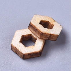 ポプラウッドフレームコネクター  混合形状  フローラルホワイト  9~10x10x2~2.5mm  内径：3.5~4mm&nbsp;WOOD-D021-05