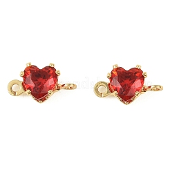 Brass Pave Cubic Zirconia Heart Connector Charms&nbsp;KK-P347-02G-03