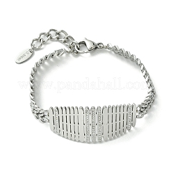 Cubic Zirconia Oval Link Bracelet with 304 Stainless Steel Chains&nbsp;BJEW-Q775-02P