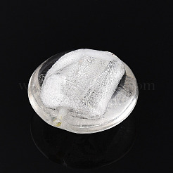 手作り銀箔ガラスベネチアンビーズ  フラットラウンド  透明  19~21x10~12mm  穴：1~2mm&nbsp;SLF20mmY-07