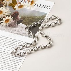 変色しない304ステンレススチール製ローロチェーンネックレス、男性用、女性用  ステンレス鋼色  18.11インチ（46cm）&nbsp;NJEW-JN03651