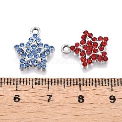 ラックメッキ合金ペンダント  ラインストーン付き  スター  プラチナ  15.5x13.5x2.5mm  穴：1.6mm&nbsp;FIND-N005-22P