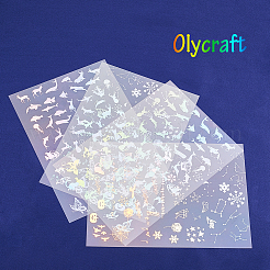 プラスチック絵レーザーステッカー  カラフル  15x10.5x0.01cm  2個/模様  4個/セット&nbsp;AJEW-OC0001-05