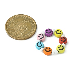 5Pcs 5 Style Smiling Face Acrylic & Glass Seed Stretch Rings Set&nbsp;RJEW-TA00071