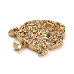 Brass Micro Pave Clear & Green Cubic Zirconia Pendants&nbsp;ZIRC-E165-12G